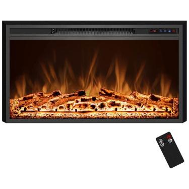 Imagem de Lareira Elétrica de Embutir A69x127L cm com Controle Remoto, Cores de Chama Ajustáveis, Temporizador e Proteção Contra Superaquecimento,