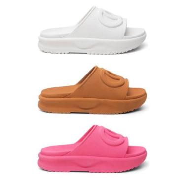 Imagem de Kit 3 Pares Chinelo Feminino Slide Plataforma Confortavel Nuvem - Revl