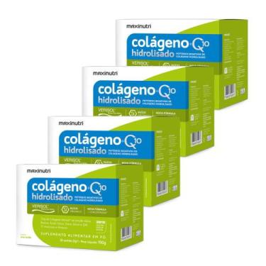 Imagem de Kit 4 Colágenos Verisol Q10 Maxinutri Sachês Sabor Uva Verde