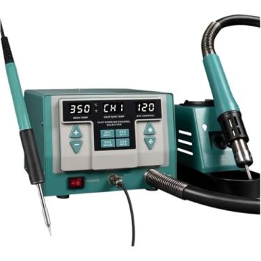 Imagem de Estação de ferro de solda Estação de solda com pistola de ar quente sem chumbo Display digital inteligente Estação de retrabalho de 1500 W para reparo de solda de chip PCB de telefone, 2 em