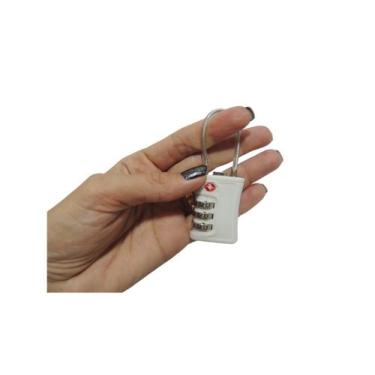 Imagem de Cadeado Tsa Senha Cabo Aço Mala Viagem Bagagem Armario Academia Branco