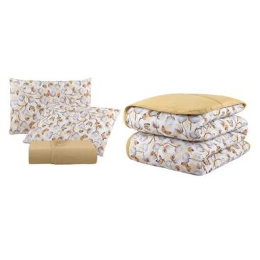 Imagem de Kit Edredom Casal King 04 Pçs Malha 100% Algodão Dupla Face - Malucasi