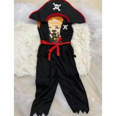 Imagem de Fantasia Pirata Infantil Menino Com Chapéu Para Festas Halloween Carna