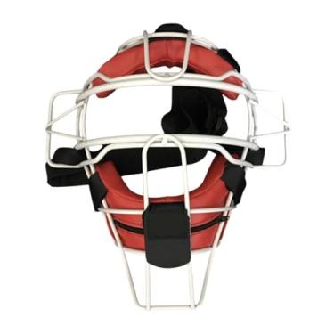 Imagem de Vaveren Capacete coletor de beisebol, proteção facial, capacete de softball, leve, absorção de choque, visão ampla, com máscara facial, Vermelho