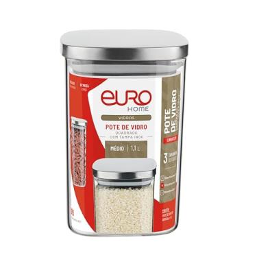 Imagem de Euro Home - Pote de Vidro Slim com Tampa de Inox 1,1l - VDR2390-16
