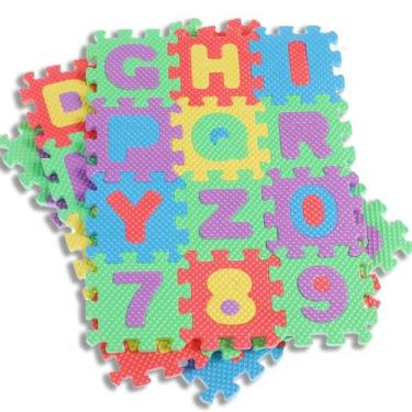 Imagem de Tapete Piso Borracha Eva Infantil tatame Letras Alfabeto E Números 36 