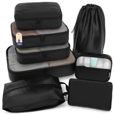 Imagem de Conjunto de Packing Cubes Shacke - 8 Peças para Viagem - Leve e Preto