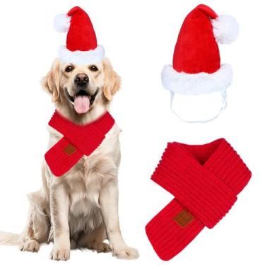 Imagem de Chapéu e Cachecol de Papai Noel para Cães - Tamanho G - GOYOSWA
