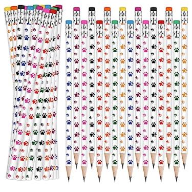 Imagem de Weecent 100 Peças De Lápis De Pegada De Pata, Lápis De Patrulha Canina, Novidade De Escrita De Madeira Com Borrachas, Brindes Para Festa De Cachorro, Prêmios, Material Escolar Para Crianças, 8 Cores