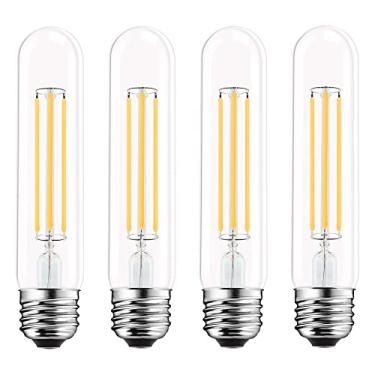 Imagem de Lâmpada Led T9, Lâmpada Led E26 Regulável, 110V 600 Lúmens 3000K 60W Equivalente, Lâmpada Tubular De Vidro Transparente, Melhor Substituição Para Lâmpada Incandescente, Lâmpadas Led Candelabro, Pac