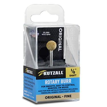 Imagem de Kutzall Rebarba rotativa original Sphere, eixo de 1/8", fino - acessório de marcenaria para Dremel, Foredom, DeWalt, Milwaukee Tools. Revestimento de carboneto de tungstênio abrasivo, diâmetro da cabeça de 3⁄8" (9,5 mm), S-38-EG