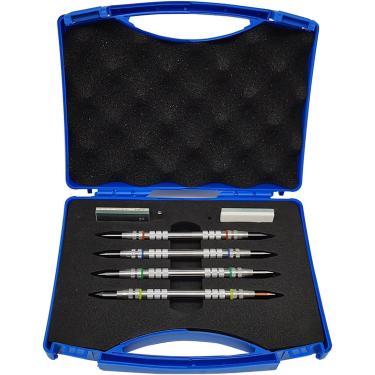 Imagem de Kit de teste de dureza Mohs para aplicações industriais, caneta de teste de dureza 2-9 para testador de arranhões, caixa de armazenamento, palhetas de dureza de aço inoxidável, pacote com 4, para