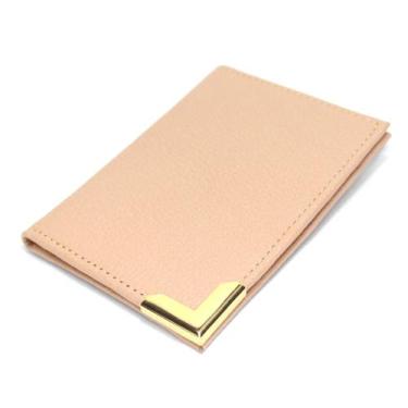 Imagem de Porta Cartão Carteira Slim Pequena em Couro Legitimo Metal Dourado Roa