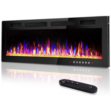 Imagem de Lareira Elétrica de Embutir A45x182L com Controle Remoto e Tela Sensível ao Toque, 110V, Vitesse, Preta