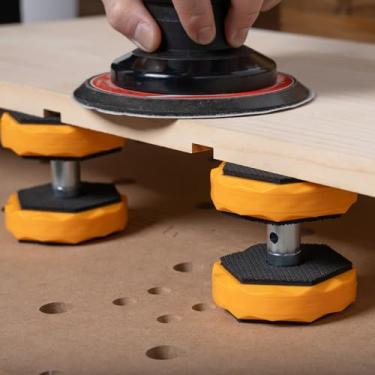 Imagem de POWERTEC Conectores para disco de posicionamento de cão de banco, eleva a superfície de trabalho para pintura, lixamento e corte - 1/10.2 cm-20 UNC, pacote com 4 (72170)