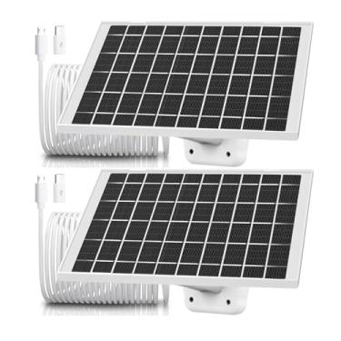 Imagem de Pacote com 2 carregadores de painel solar de 7 W compatível com Wyze Battery Cam Pro, Cam Outdoor V1, Cam Outdoor V2, painel solar para câmera Wyze com micro USB, adaptador USB C, suporte de parede