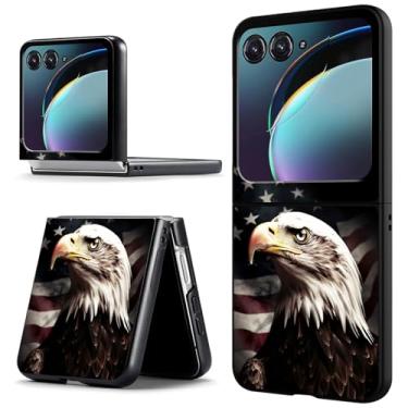 Imagem de ACWDMKH Capa protetora para Motorola Moto Razr 2024, Moto Razr 50, fofa, fina, rígida, policarbonato, ultrafina, antiarranhões, à prova de choque, linda bandeira águia