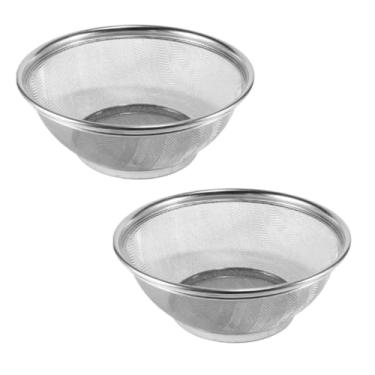 Imagem de Kit 2 Escorredor de Alimentos Legumes Arroz Macarrão Multiuso de Aço Inox Premium 24CM