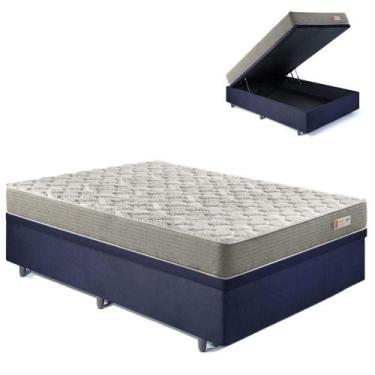 Imagem de Base Box Baú Casal 138x188 Suede Preto e Colchão Ecoline D40 - B&G