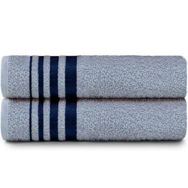 Imagem de Jogo de Toalhas de Banho 100% Algodão 2 Peças Karsten Emcompre, AZUL