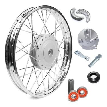 Imagem de Roda Dianteira Completa Titan 150 Fan 150 Tambor + Espelho/Rolamentos/Espaçador/Lona/Eixo/Braço/Retentor