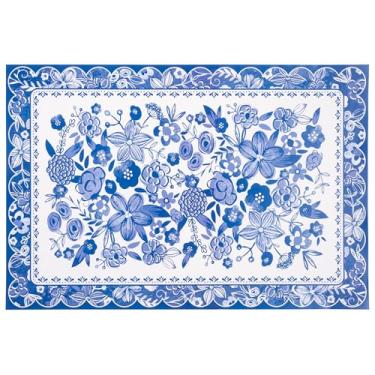 Imagem de Karma, Jogo americano descartável para mesa de jantar, casamento, festa de férias, jogo americano de papel 32 cm C x 47 cm L, azul e branco