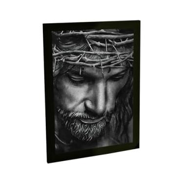 Imagem de Quadro Decorativo Jesus Cristo Na Cruz Coroa De Espinhos Decoração Poster Quarto Sala