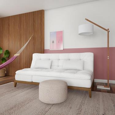 Imagem de Sofá-Cama 3 Lugares Casal Aaliyah com Pés de Madeira Branco