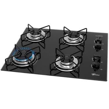 Imagem de Cooktop 4 Bocas Fischer Aramado Chama Tripla Superautomático, Preto