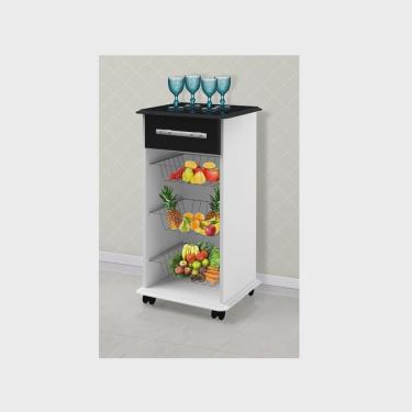 Imagem de Fruteira Grécia Branco C/Preto Mármorizado – Passe Bem Móveis