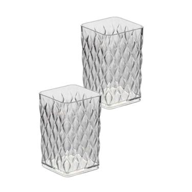 Imagem de Kit 2 Porta Escovas e Creme Dental Transparente Organizador de Maquiagem Escritório Glamour Plasútil