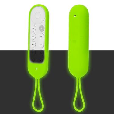 Imagem de Capa protetora luminosa para controle remoto Google TV Streamer 4K 2024, capa de silicone para controle remoto de voz Google TV 2024, impermeável, não irrita a pele, antiperda - Verde brilhante