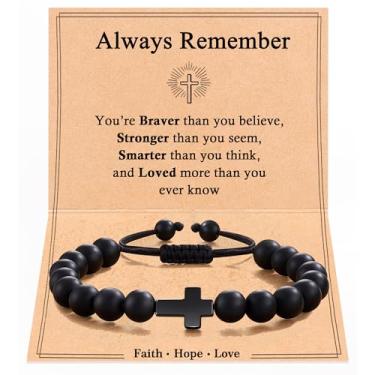 Imagem de Tarsus Pulseira cruzada, presente para meninos adolescentes, joias religiosas cristãs, confirmação de Páscoa, comunhão, batismo, presentes de aniversário, average, Pedra, Sem Pedra Preciosa