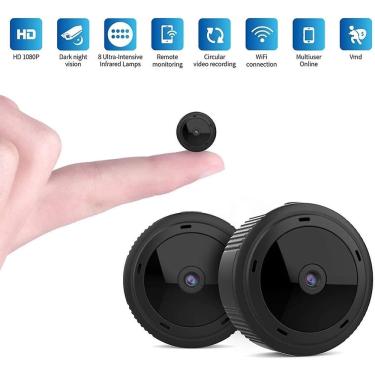Imagem de Mini Câmera WiFi 1080P W10 Wireless HD HD Night Vision Home Security Motion Detection Dvr Cam com aplicativo portátil para interior ao ar livre (preto