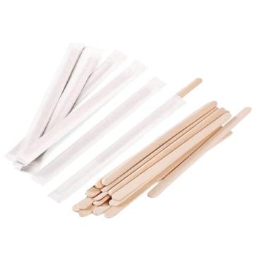 Imagem de Gmark palitos de café embalados individualmente de 17,78 cm 500 ct – ponta redonda, divisores de café ecológicos para bebidas quentes – Madeira de bétula natural GM1116A