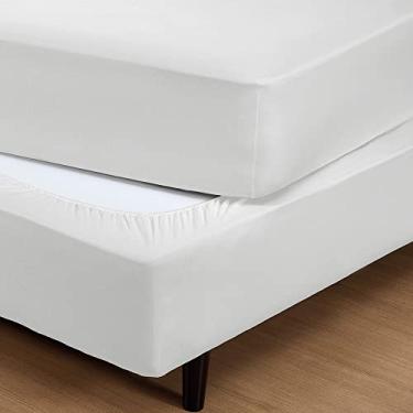 Imagem de Saia Fit Box Solteiro com Elástico 100% Algodão - Branco