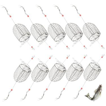 Imagem de Gaiola de isca, 10 peças de 7,5 polegadas isca de pesca de carpa armadilha alimentador de cesta suporte de cesta alimentador de isca grossa kit de equipamento de pesca de carpa