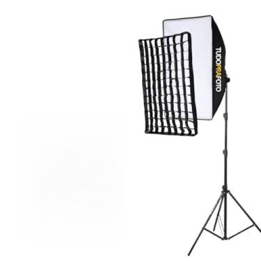 Imagem de Kit Iluminação Softbox 50x70cm Grid Soquete E27 com Tripé 1,90m para Fotos e Vídeos