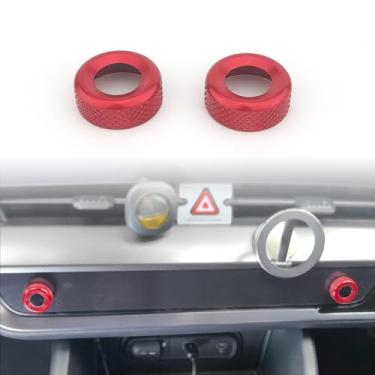 Imagem de YOUTOOCAR 2 peças capa de botão de ajuste de controle de volume de rádio traseiro de liga de alumínio compatível com acessórios Kia Sportage 2021-2025 (vermelho)