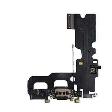 Imagem de KAKUSIGA Compatível com conector de porta de carregamento para iPhone 7 + microfone + entrada de áudio para fone de ouvido, peça de reposição, Black, Preto