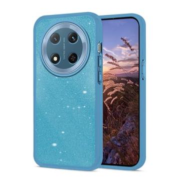 Imagem de Wousunly Compatível com Honor Magic 7 Lite capa com glitter à prova de choque, para Honor X9c capa de telefone de silicone transparente rosa camada dupla removível TPU e PC capa protetora fina (azul)