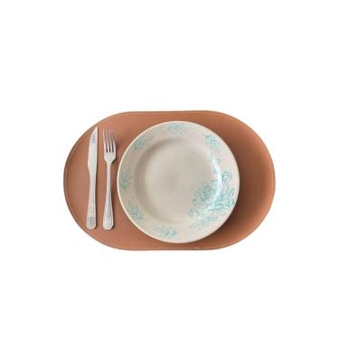 Imagem de Jogo Americano Couro Kit 2Un Costurado Mesa Marrom