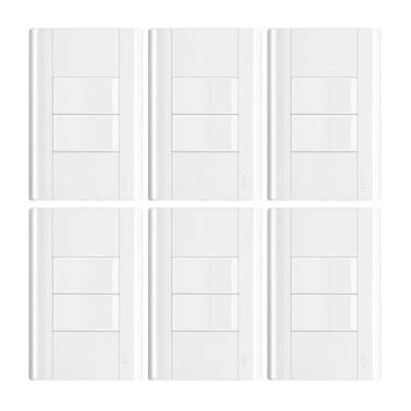 Imagem de Interruptor 2 Teclas Com Placa 4x2 Fame Modulare - Kit 6 Un, Branco