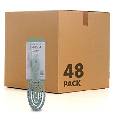 Imagem de BioSilk Escova de pino desembaraçante ecológica para cães em verde menta | Fácil de segurar escovas ergonômicas para cães, escova de cabelo para cachorro molhada ou seca | Melhor escova para animais de estimação para cuidar de cães - Pacote com 48