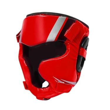 Imagem de YIJU Capacete de boxe Treinamento de proteção de rosto completo Capacete de capacete para o karate kickboxing lutando, Red S
