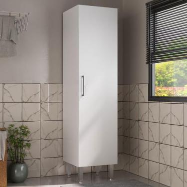 Imagem de Armário Multiuso 1 Porta 3 Prateleiras Branco - Ozini Móveis, Branco, 