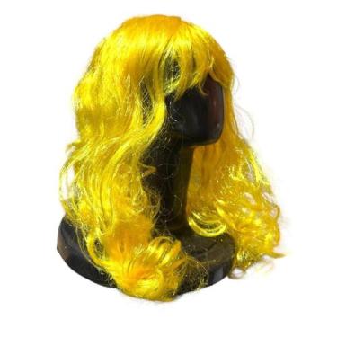 Imagem de Peruca longa Cacheada sintética Amarela 45 cm cosplay - Genérica