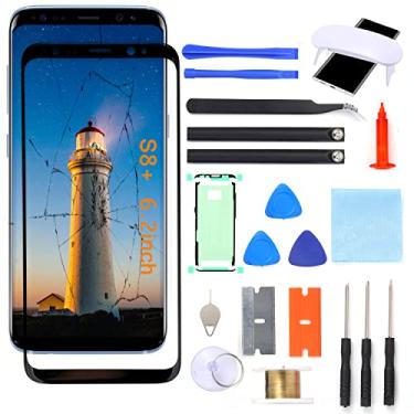 Imagem de UYGHHK Substituição de tela S8+, kit de reparo externo de vidro frontal compatível com Samsung Galaxy S8 Plus SM-G955 Series 6,2 polegadas (sem LCD e digitalizador de toque)
