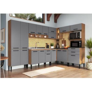 Imagem de Cozinha Modulada de Canto 8 Peças Ana Freijó Cinza Megasul - IRM