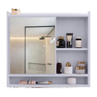 Imagem de Espelheira Suspensa Para Banheiro Closet Porta e Nichos Ganchos Toalhas (Aqua Branca)